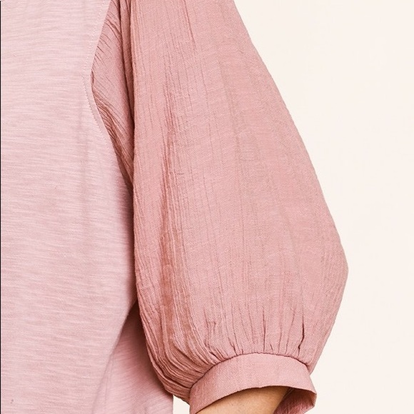 ⭐️ last one ⭐️umgee mauve 3/4 puff sleeve top S - Picture 5 of 8